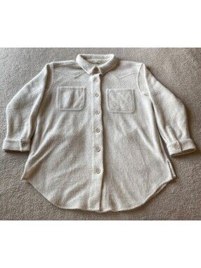 Maurices Ivory Fuzzy Shacket Shirt Jacket Women's Large Roomy Oversized Boho